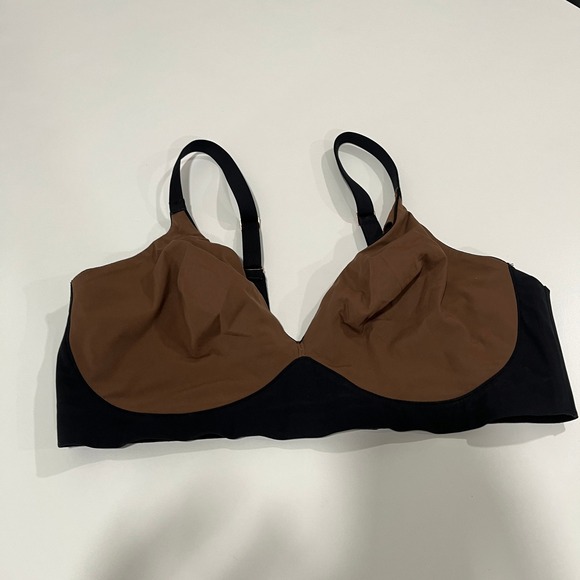 SPANX Bra Brown Black Wireless Comfort Bralette Size 36D - Picture 1 of 4